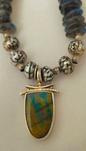 Spectrolite labradorite Pearl Sterling necklace by Judy Knose