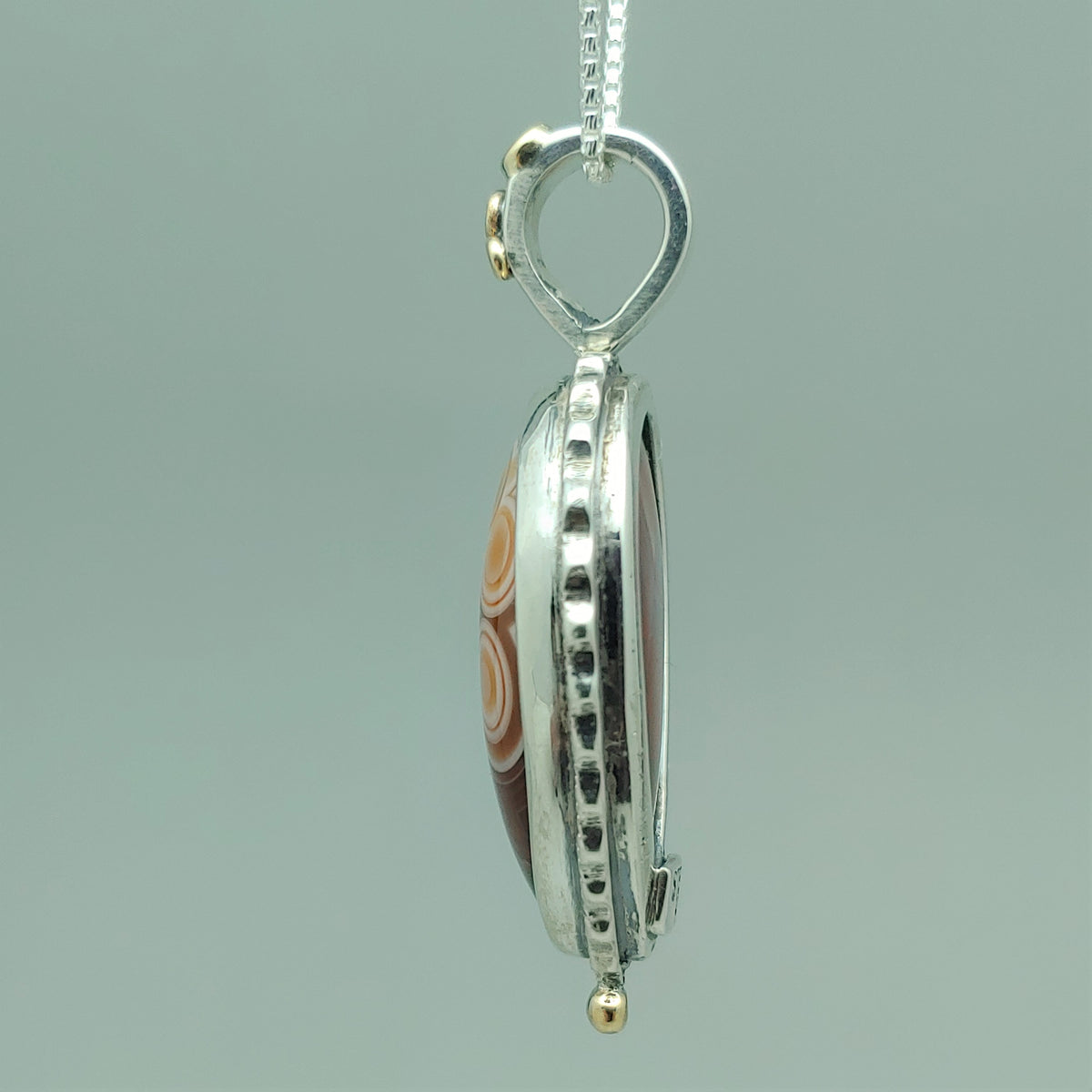 Lake Superior Eye Agate Sterling 14KY Pendant by Lori Braun