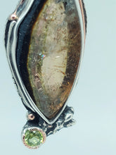 Watermelon Tourmaline Slice Peridot Sterling Rose Gold Pendant, Bright Branches Collection by Rebecca of BNOX