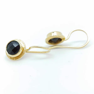 Onyx Earrings 6.75mm Faceted Onyx 14KY by Lori Braun