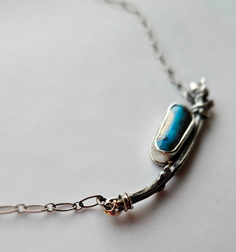 Boulder Opal Sterling Maple Branch 14KY Necklace by Rebecca of BNOX