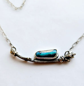 Boulder Opal Sterling Maple Branch 14KY Necklace by Rebecca of BNOX