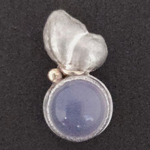 Blue Chalcedony Sterling Tiger Lilly Seed Pod 14KY Pendant by Rebecca of BNOX