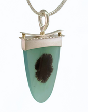 Dendritic Dyed Green Agate Sterling 14KY Pendant by Lori Braun PT992