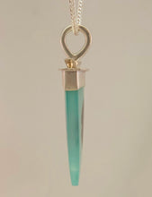 Dendritic Dyed Green Agate Sterling 14KY Pendant by Lori Braun PT992