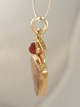 Fossilized Coral Sterling Hessonite Garnet 14KY Pendant by Lori Braun