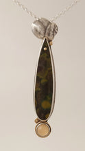 Fruit Jasper Peach Moonstone Sterling Tiger Lilly Seed Pod 14KY Pendant by Rebecca of BNOX