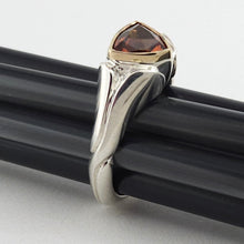 Hessonite Garnet Trillion Sterling 14KY Ring by Andy Olive