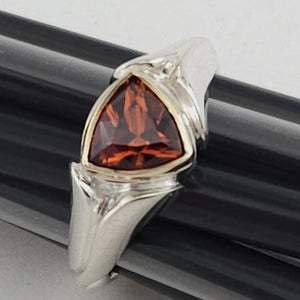 Hessonite Garnet Trillion Sterling 14KY Ring by Andy Olive