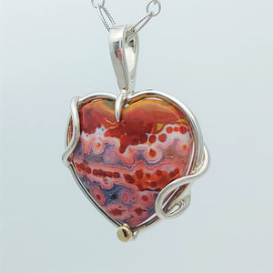 Orbicular Jasper Heart Sterling 14KY Pendant by Lori Braun