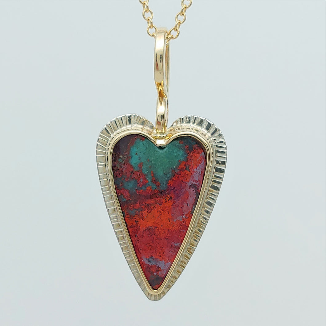 Jasper Sonoran Sunrise 14KY Sterling Heart Pendant by Lori Braun