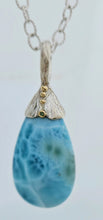 Larimar Green Diamond 14KY Sterling Pendant by Lori Braun