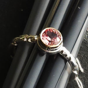 Malaya Garnet Round faceted Sterling 14KY Ring by Andy Olive
