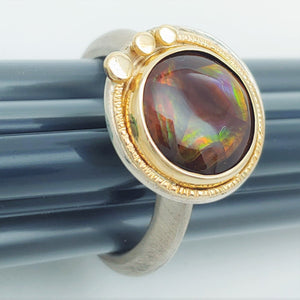 Mexican Fire Agate Sterling 14KY Ring by Lori Braun