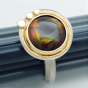 Mexican Fire Agate Sterling 14KY Ring by Lori Braun