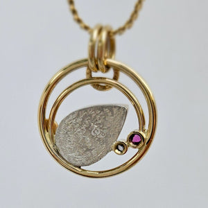 Boulder Opal Doublet Pink Sapphire Diamond 14KY Sterling by Lori Braun