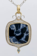 Pietersite Zircon Diamond Sterling 14KY Pendant by Lori Braun