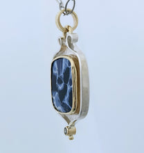 Pietersite Zircon Diamond Sterling 14KY Pendant by Lori Braun