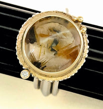 Rutilated Quartz Diamond Sterling 14KY Ring by Lori Braun RG153