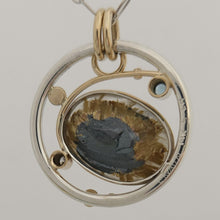 Rutilated Quartz Zircon Diamond Sterling 14KY Pendant by Lori Braun