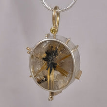 Rutilated Quartz Diamond Sterling 14KY Pendant by Lori Braun PT994