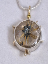 Rutilated Quartz Diamond Sterling 14KY Pendant by Lori Braun PT994