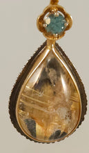 Rutilated Quartz Zircon Sterling 14KY Pendant by Lori Braun