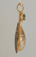 Rutilated Quartz Zircon Sterling 14KY Pendant by Lori Braun