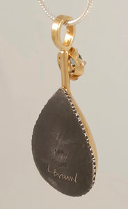 Rutilated Quartz Zircon Sterling 14KY Pendant by Lori Braun