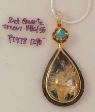 Rutilated Quartz Zircon Sterling 14KY Pendant by Lori Braun
