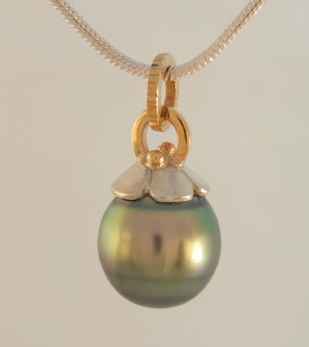 South Sea Silver Pearl Sterling 14KY Pendant by Lori Braun