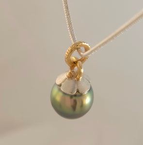 South Sea Silver Pearl Sterling 14KY Pendant by Lori Braun