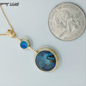 Yowah Opal boulder Opal 14KY Sterling Pendant by Lori Braun