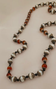 Carnelian Pearl Black Spinel Sterling Necklace by Judy Knose