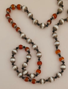 Carnelian Pearl Black Spinel Sterling Necklace by Judy Knose