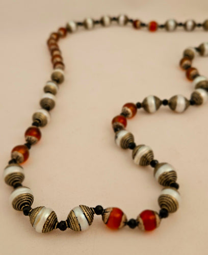 Carnelian Pearl Black Spinel Sterling Necklace by Judy Knose