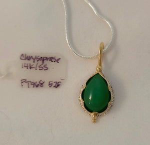 Chrysoprase 14KY Sterling Pendant by Lori Braun