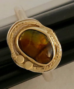 Mexican Fire Agate Sterling 14KY Ring by Lori Braun Size 8.5 RG141 $675