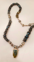 Spectrolite labradorite Pearl Sterling necklace by Judy Knose