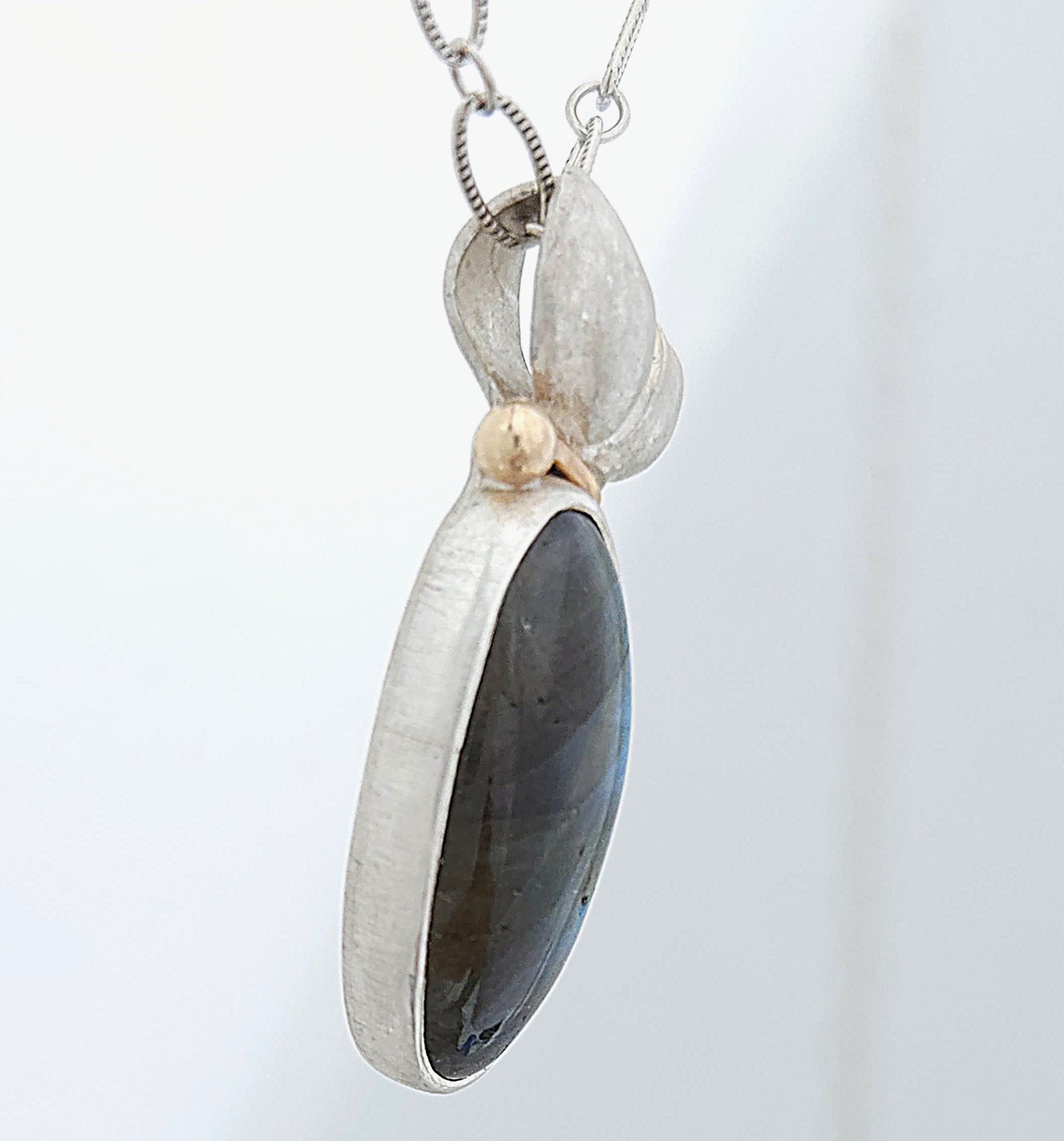 tiger lily necklace Labradorite Sterling Tiger Lily Seed Pod 14KY Pendant by Rebecca of BN – BNOX Jewelry Studio
