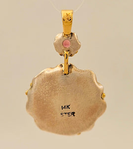 Mabe Pearl Pink Tourmaline Sterling 14KY Sterling Pendant by Lori Braun
