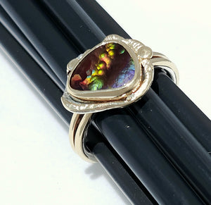 Mexican Fire Agate Sterling 14KY Ring by Lori Braun