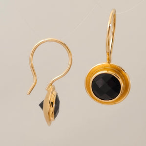 Onyx Earrings Faceted Onyx 14KY by Lori Braun