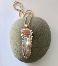 Fresh Water Pearl Grossular Garnet 14ky Sterling Pendant by Lori Braun PT988