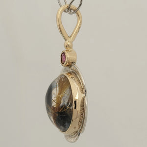 Rutilated Quartz Sterling 14KY Pendant by Lori Braun