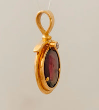 Watermelon Tourmaline Diamond 14KY Pendant by Lori Braun