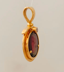 Watermelon Tourmaline Diamond 14KY Pendant by Lori Braun