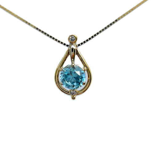 Zircon Diamond 14KY 14KW Pendant by Lori Braun