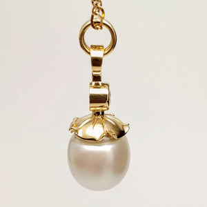 South Sea Pearl, Zircon and 14ky Pendant created by Lori Braun