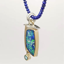 Boulder Opal Doublet Apatite Sterling 14ky Pendant created by Lori Braun